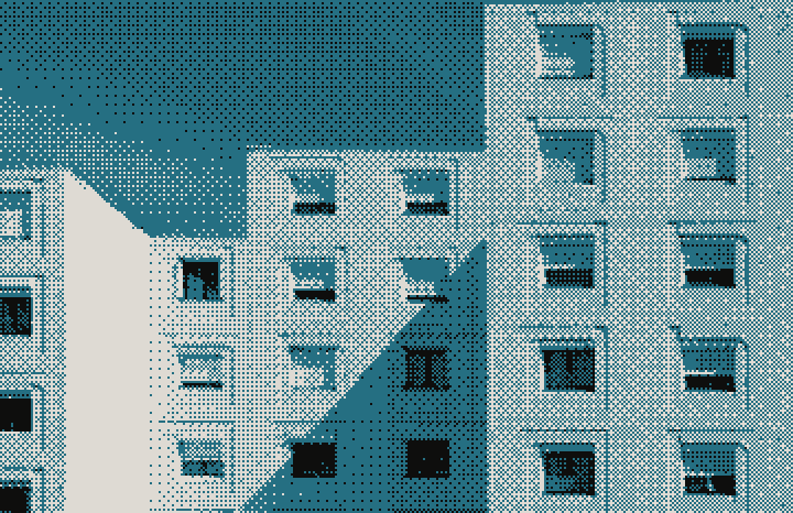 The facade of a block of flats